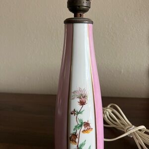 KMP Kristen Germany China 1969 Floral Pink and White Table Lamp